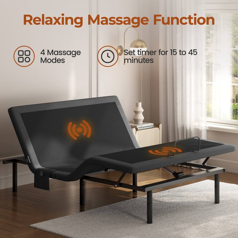 Yaheetech Upholstered Adjustable Twin XL/Queen/ Split King Size Bed Frame with Independent Head & Foot Incline