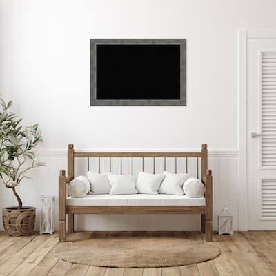 Forged Pewter Wood Framed Black Corkboard Bulletin Board