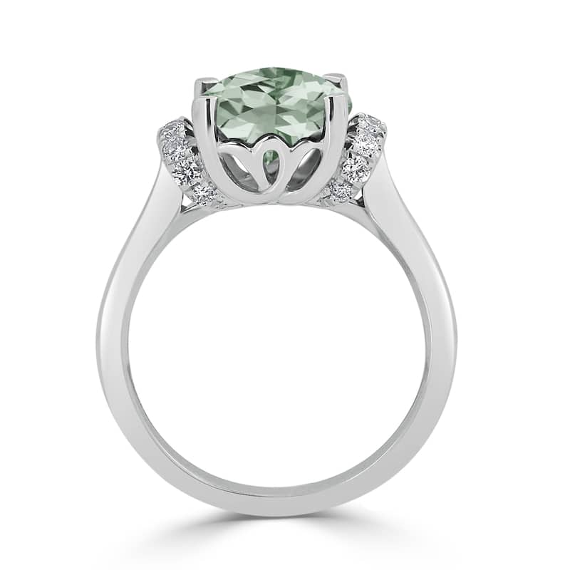 Auriya Unique 2ct Cushion-cut Green Amethyst and Diamond Engagement Ring 1/5cttw 14k Gold
