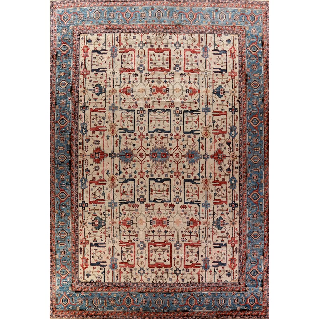 Hand Knotted Oriental 100% Wool Carpet Traditional All-Over Beige & Ivories Ziegler Area Rug - 17' 4'' X 13' 1''
