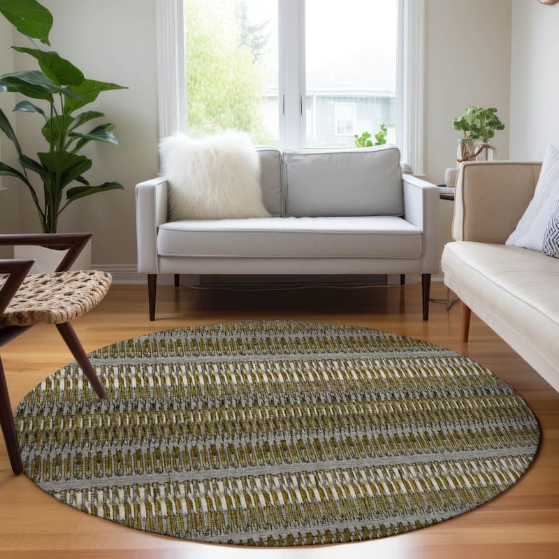 Machine Washable Indoor/ Outdoor Chantille Moroccan Boho Rug - Coffee - 8' x 8'