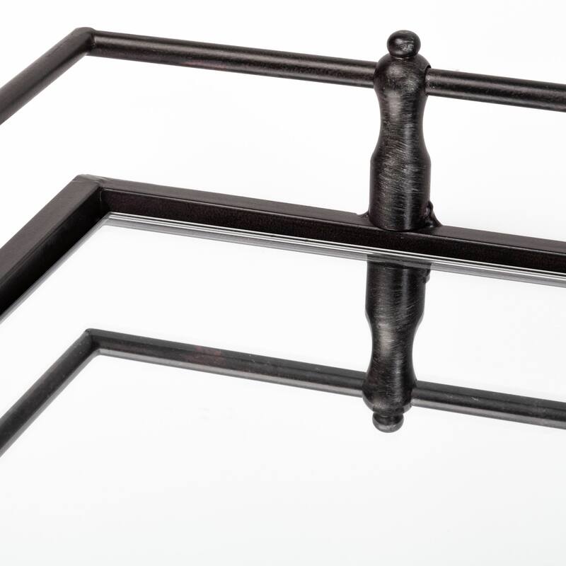 Christa Natural Metal Mirrored Base Square Tray - 22.0L x 22.0W x 3.1H