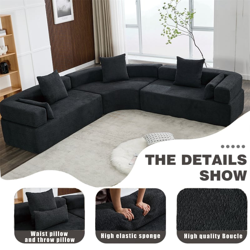 4-Seat Living Room Oversized Upholstered Curved Modular Combination Sofa