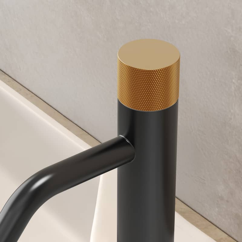 GRANDJOY Low-Arc Single Handle Vessel Sink Faucet with Pop-Up Drain, Compact Bathroom Design