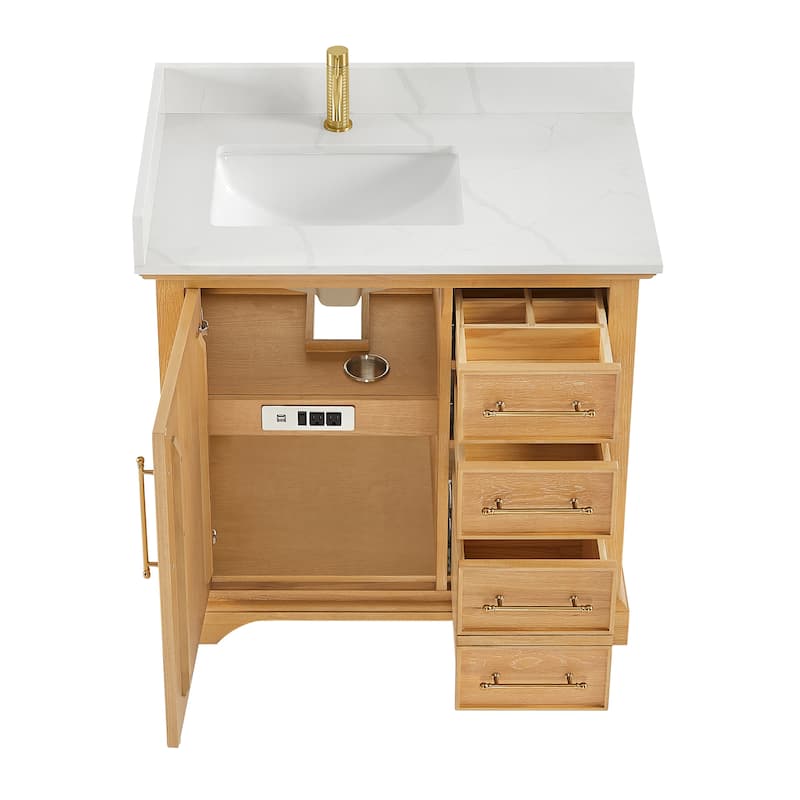 Tokyo Bath Vanity with Quartz Stone Top without Mirror