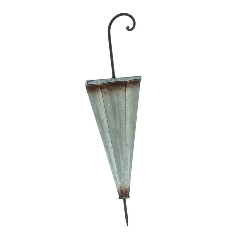 7.25" Silver and Brown Rustic Galvanized Metal Umbrella