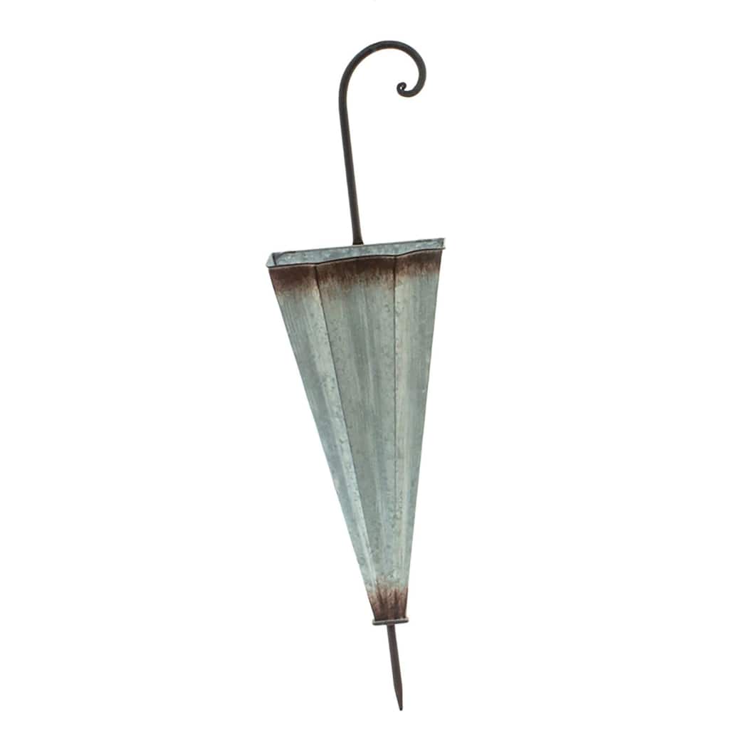 7.25" Silver and Brown Rustic Galvanized Metal Umbrella