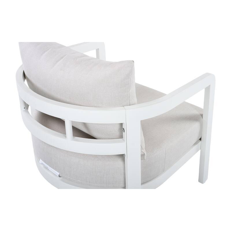 Christopher Knight Home - Modern 27.6" Outdoor Curved Back Patio Club Chair with Aluminum Frame & Water-Resistant Cushions