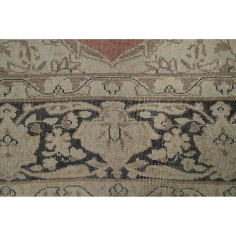 Hand Knotted Oriental 100% Wool Carpet Traditional Floral Pink Kerman Area Rug - 9' 4'' X 6' 11''