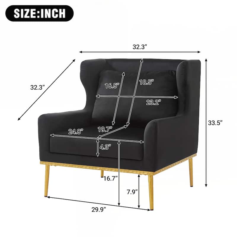 Modern Armchair Velvet Accent Chair Reading Chair Single Sofa Chair for Living Room