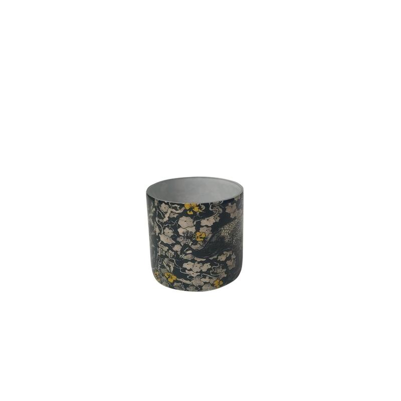 Small Peacock Votive Candle Holder - 3" - Green and Gray