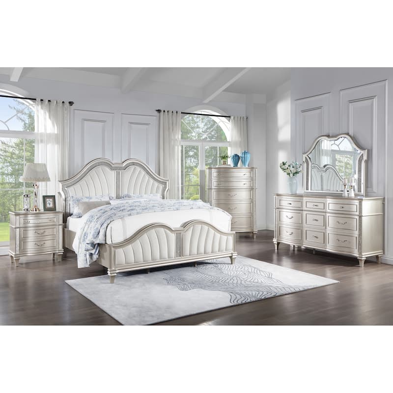 Katerina Ivory and Silver Oak 3-piece Upholstered Platform Bedroom Set - California King