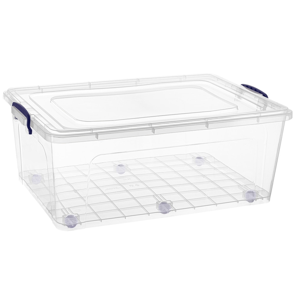60 qt. Plastic Storage Bin with Lid in Clear (3-pack)