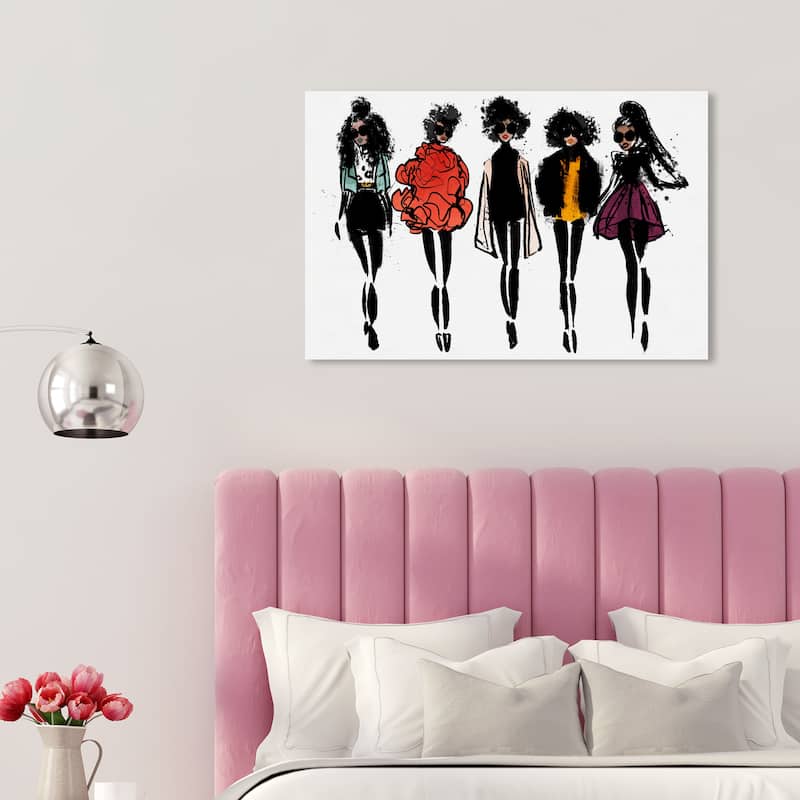 Wynwood Studio Canvas Fashion and Glam Girls of Color Line Up Black and Modern & Contemporary Wall Art Canvas Print - 20 x 30