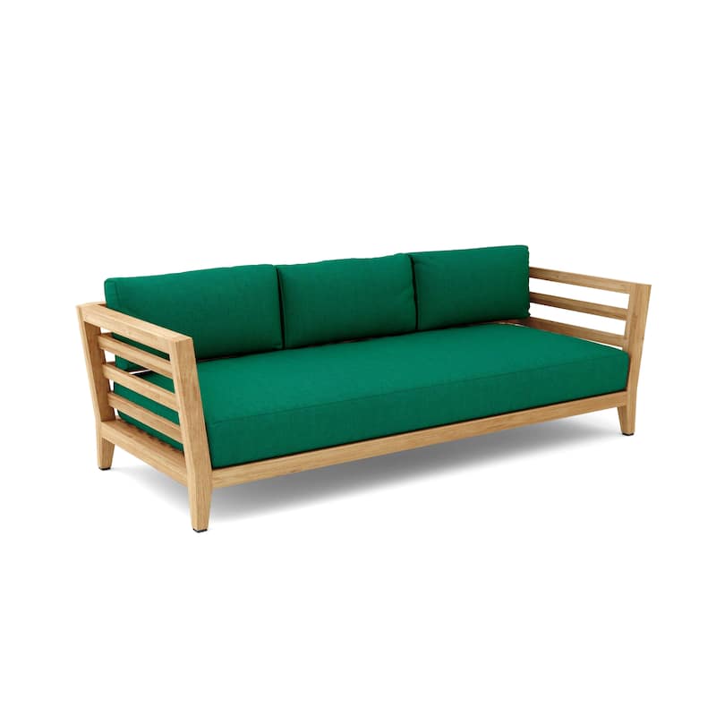 Cordoba Teak Outdoor Sofa with Sunbrella Cushions - Forest Green