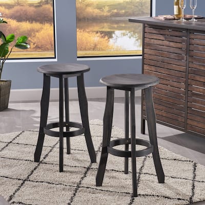 Stylish and Comfortable Acacia Wood Barstool with Rustic Design and Foot Rest