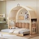 preview thumbnail 2 of 28, Wooden Twin Size Extended Bed With Arched Roof and Trundle