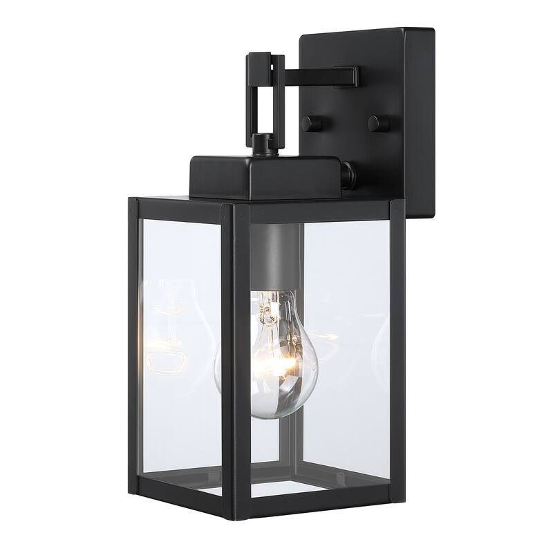 11"H 1-Light Matte Black Outdoor Wall Lantern Sconce (2-Pack)