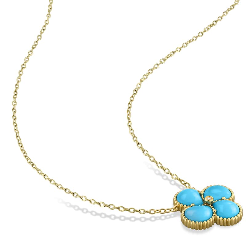 Miadora Yellow Silver Gemstone Clover Necklace and Earrings Set