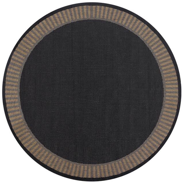 Pergola Flame Indoor/ Outdoor Area Rug - 7'6" Round - Black/Cocoa Brown