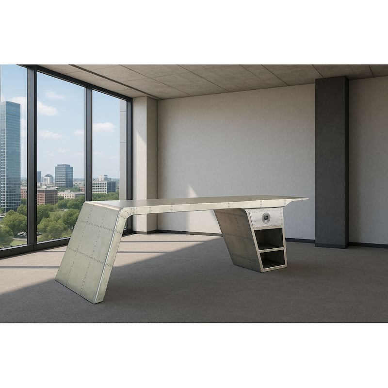 Metolic Aluminum Desk, Silver Roadie Desk - chrome
