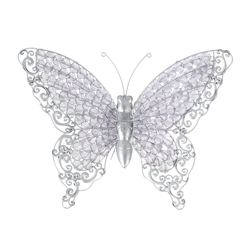 Iron Metal Eclectic Butterfly Wall Decor in Blue, Purple, or Green (16" H X 21" W)