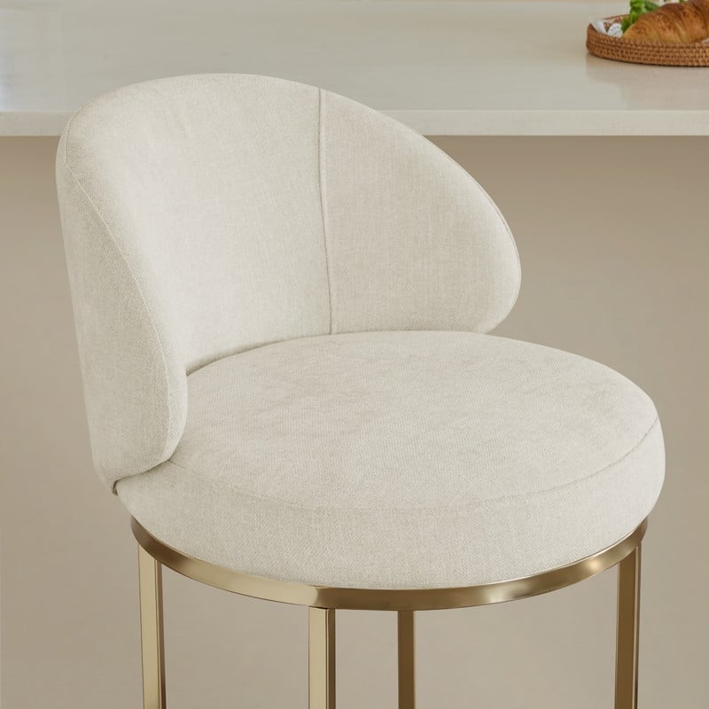 Spruce & Spring Chloe Upholstered Swivel Counter Bar Stool with Metal Frame and Arched Back