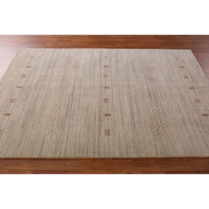 Hand Knotted Oriental 100% Wool Carpet Tribal Animal Pictorial Green Gabbeh Area Rug - 7' 10'' X 5' 1''