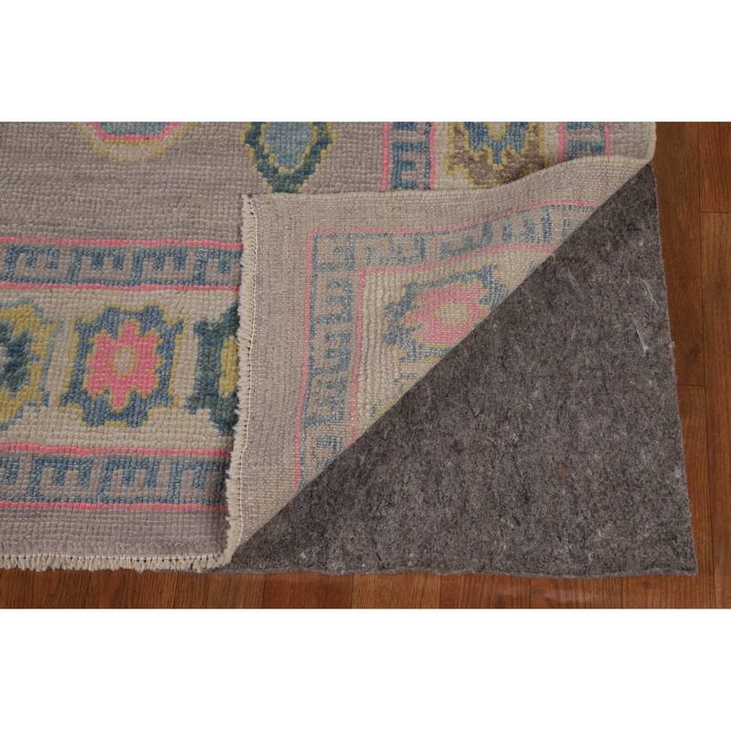 Hand Knotted Oriental 100% Wool Carpet Transitional All-Over Purples Oushak Area Rug - 10' 7'' X 7' 9''