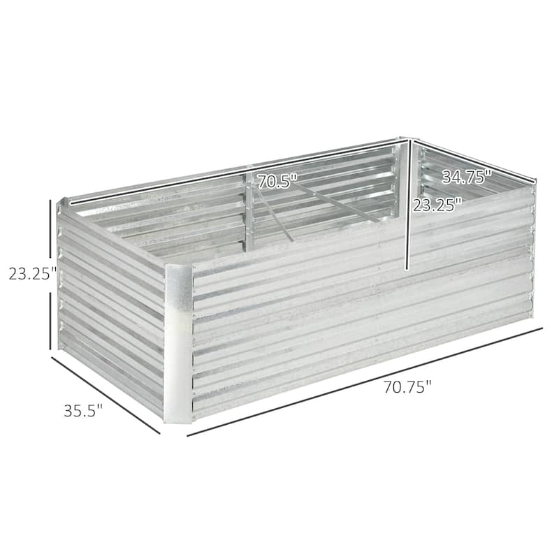 Outsunny Raised Garden Bed, 71" x 36" x 23" Galvanized Steel Planters for Outdoor Plants with Reinforced Rods