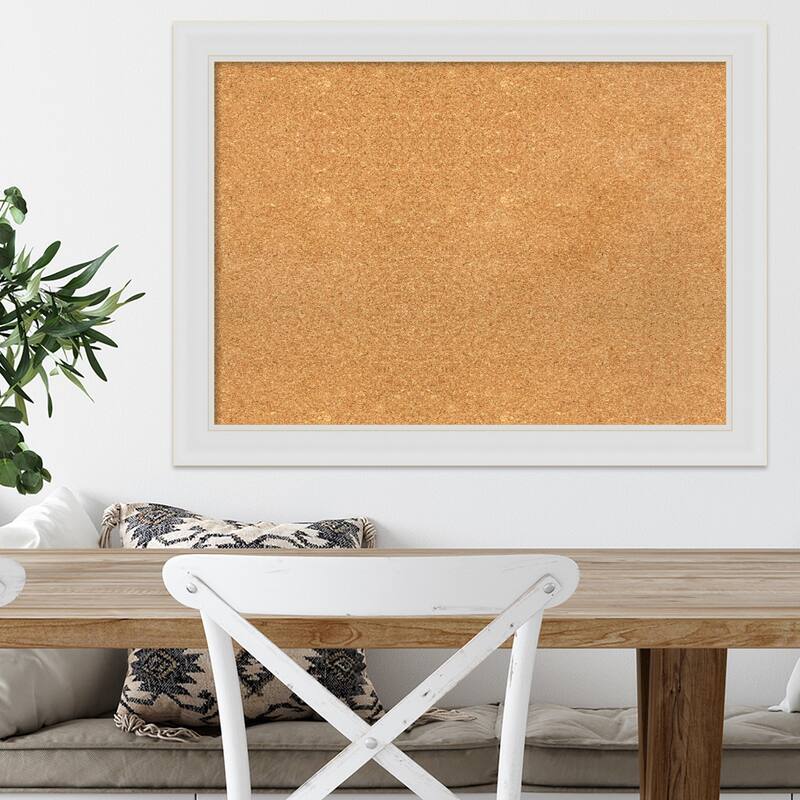 Flair Soft White Narrow Framed Cork Bulletin Memo Board