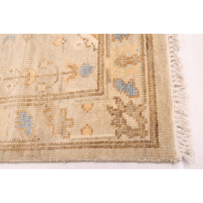 ECARPETGALLERY Hand-knotted Modern Oushak Light Grey Wool Rug - 3'0 x 15'11