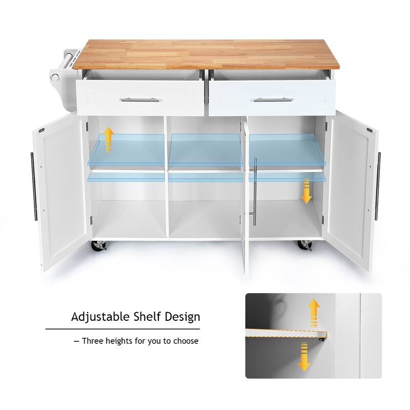 Costway Kitchen Island Trolley Cart Wood Top Rolling Storage Cabinet