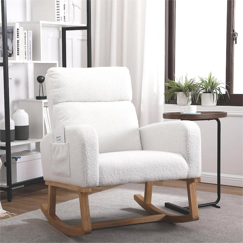 HOMYKA 28" Wide Rocking Chair for Nursery with Solid Wood Leg