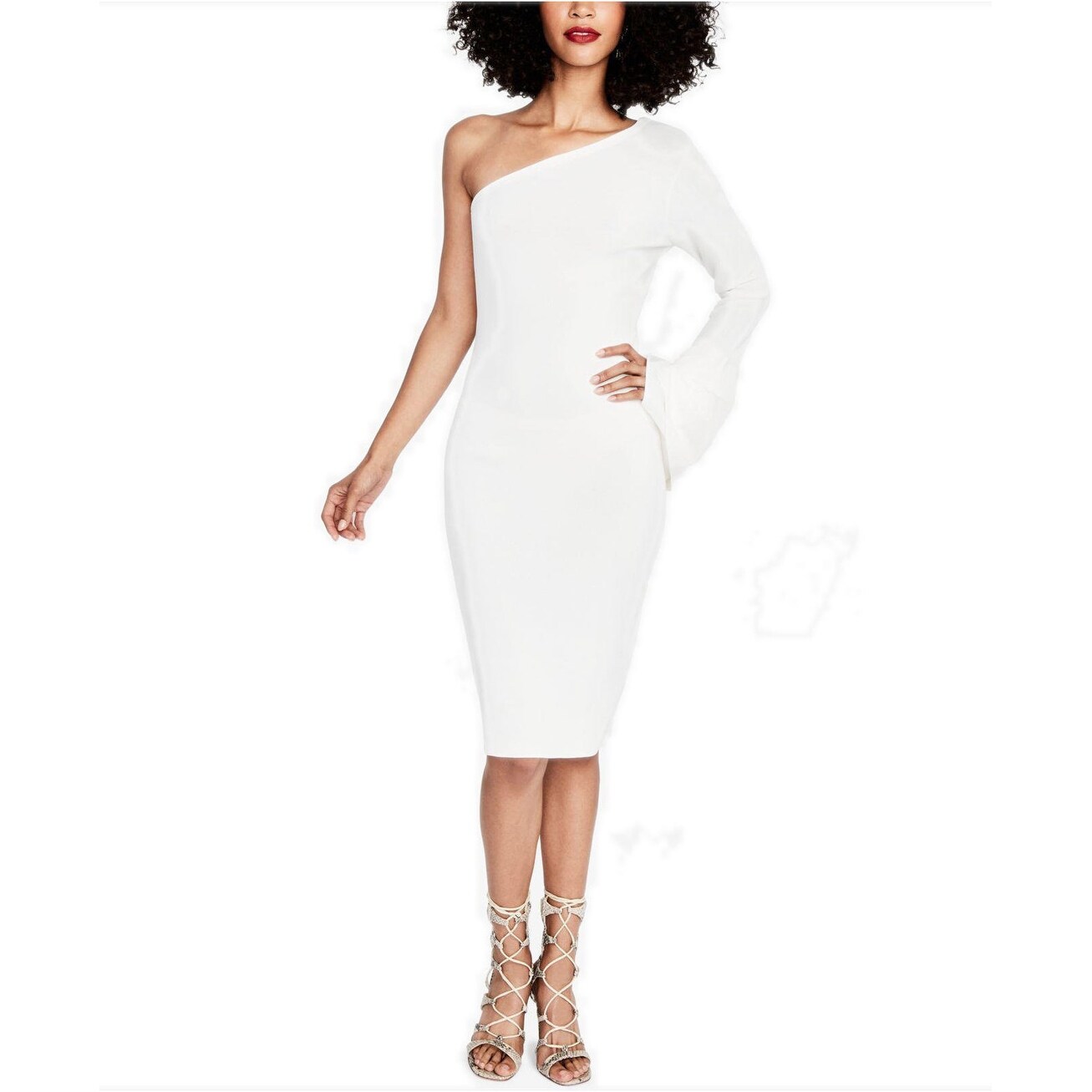 one shoulder bell sleeve dress