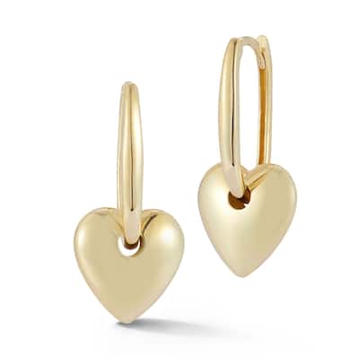 Soleil 14K Gold Puffed Heart Charm Earrings