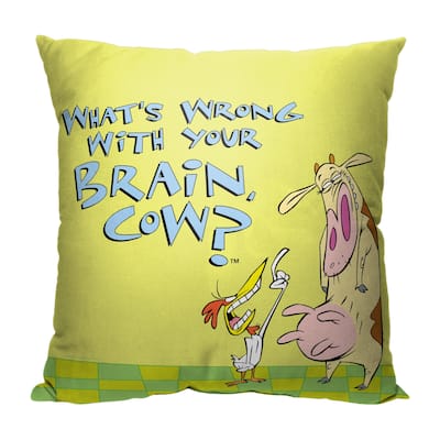 Cartoon Network Cow And Chicken Whats Wrong With Your Brain 18 Inch Throw Pillow