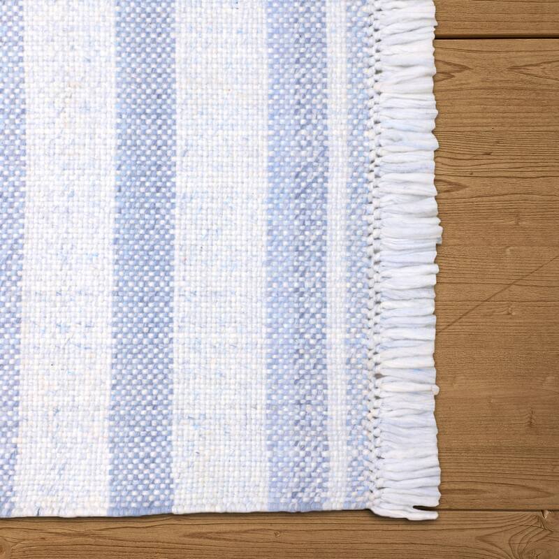 Sevita Blue Striped PET Yarn Indoor/Outdoor Area Rug