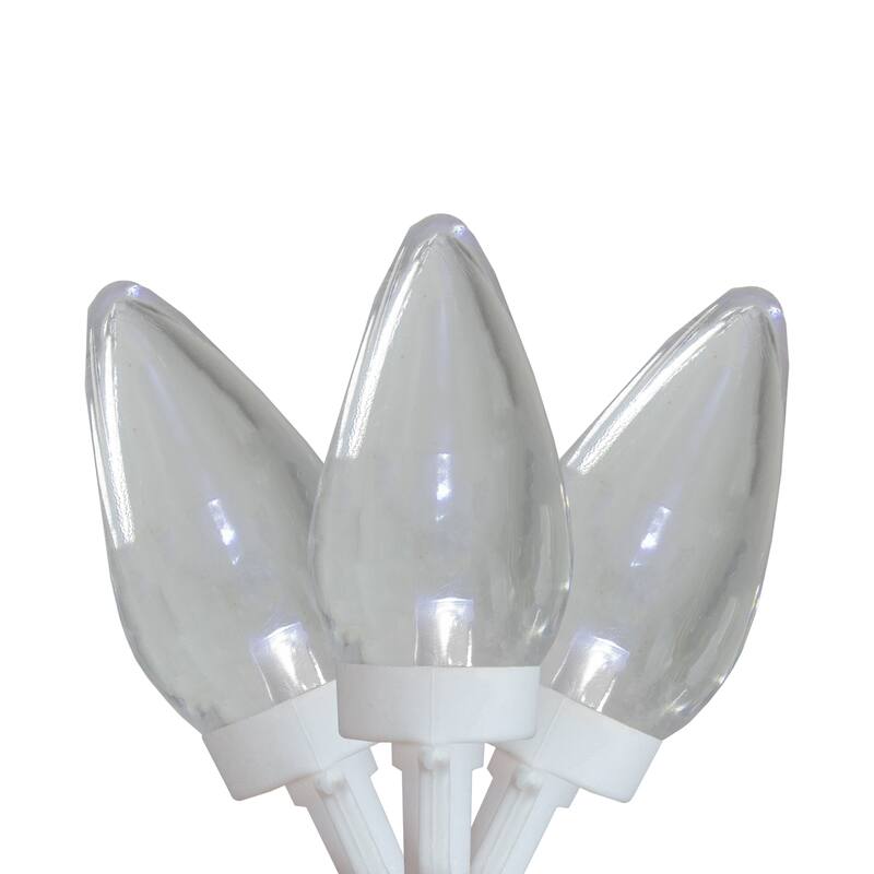 LED C7 Christmas Lights - Pure White - 16' White Wire - 25ct