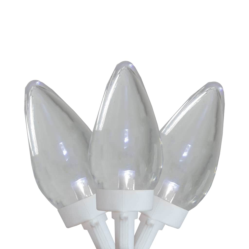 LED C7 Christmas Lights - Pure White - 16' White Wire - 25ct