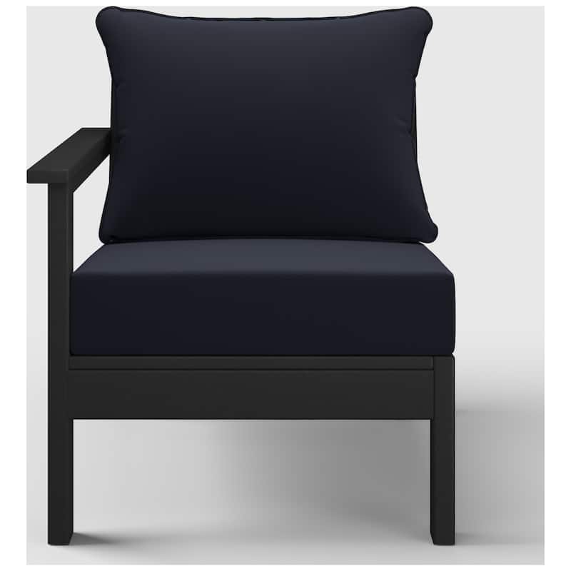 Birchwood All Weather HDPE Outdoor Patio Deep Seating Black Left Arm Facing Chair With Cushions (1-Piece)