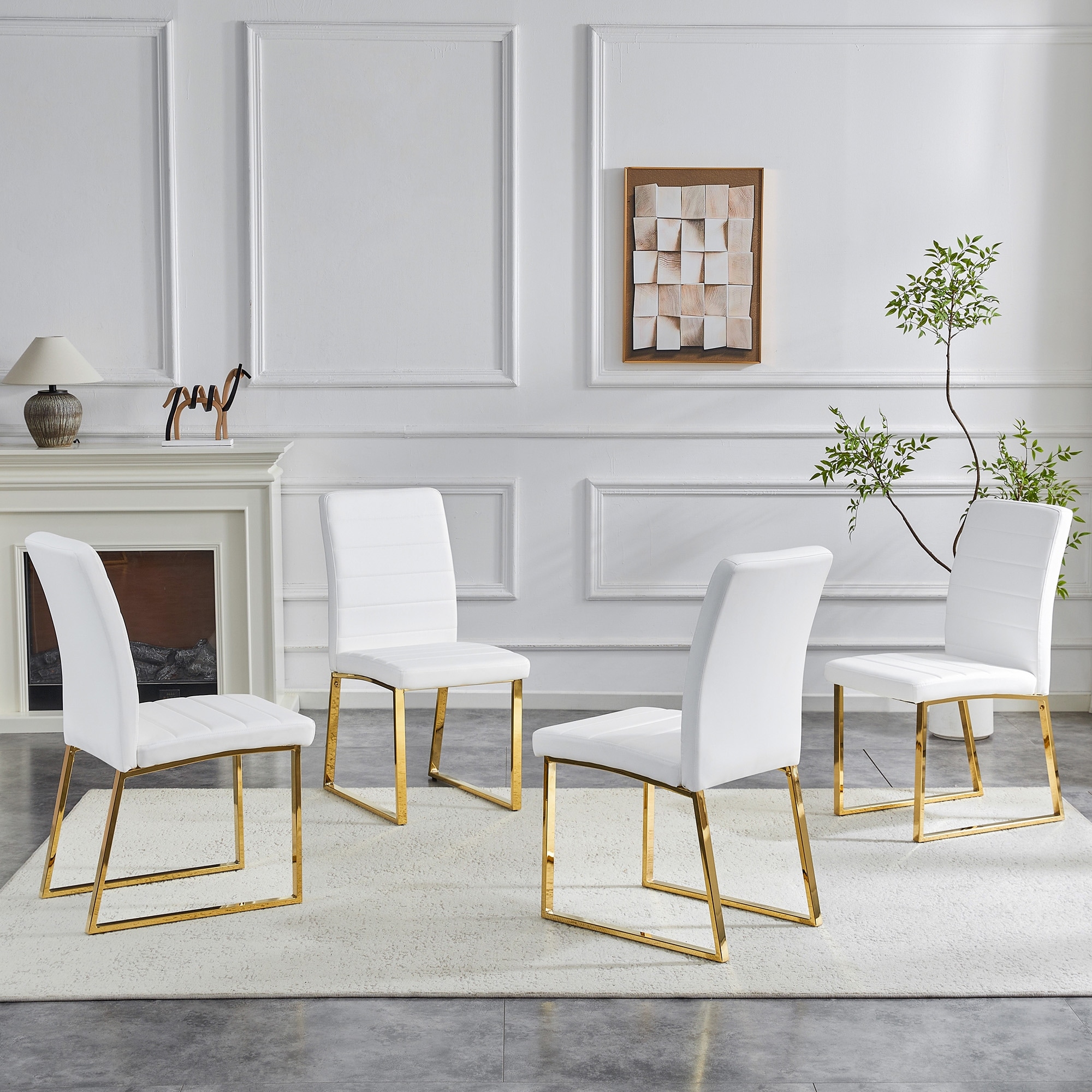 4-Pack - Heavy-Duty Chairs Set, 2.1" Thick Cushion, Iron Frame, Perfect For Home Or Office