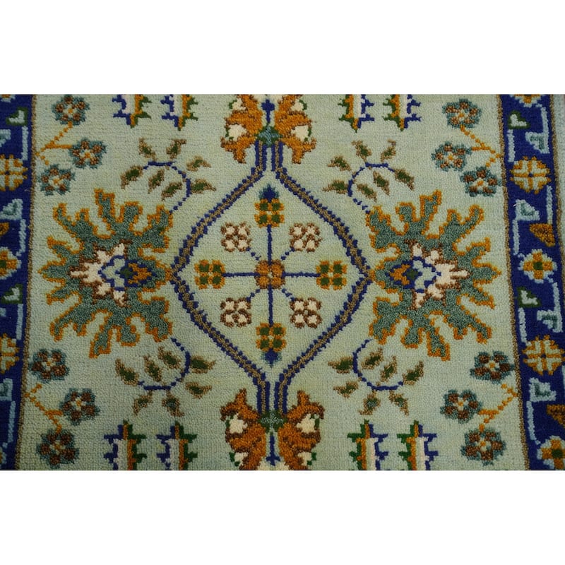 Hand Knotted Oriental 100% Wool Carpet Traditional All-Over Green Ziegler Runner Rug - 7' 11'' X 2' 6''