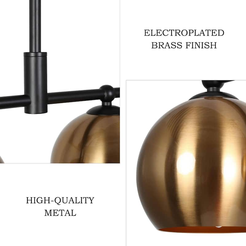Modern Black Gold 5-Light Linear Chandelier Kitchen island Pendant Lights with Metal Shades - L38.5" x W5.5" x H7.5"