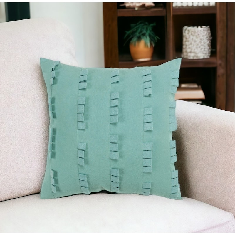 HomeRoots 20" Aqua Striped Cotton Throw Pillow - Accent - Polyester