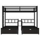 preview thumbnail 9 of 10, Black Full XL over Twin Metal Triple Bunk Bed with Drawers and Shelving