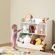 preview thumbnail 2 of 9, White Kid Toy Storage Cubby Organizer with Bookshelf and 5 Compartment Perfect for Nursery and Playroom - 35” × 16” × 30”
