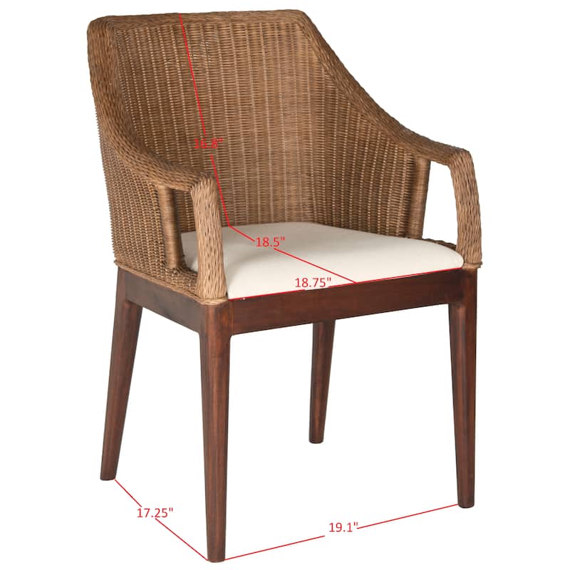 SAFAVIEH Duyen Dining Multi/ Brown Arm Chair - 23" x 23.3" x 34" - 23Wx23Dx34H