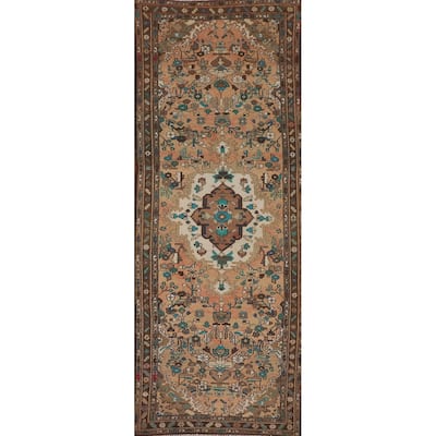 Hamedan Persian Vintage Runner Rug Hand-Knotted Wool Carpet - 3'7"x 10'9"