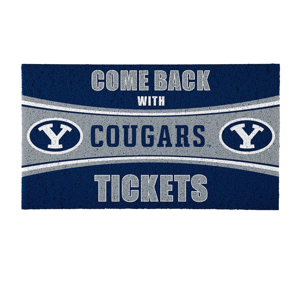 Brigham Young University 28 in. x 16 in. PVC "Come Back With Tickets" Trapper Door Mat